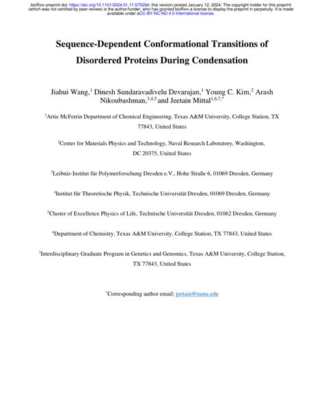 Pdf Sequence Dependent Conformational Transitions Of Disordered