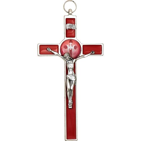 Red Enamel Crucifix With Holy Spirit Divine Mercy T Shop