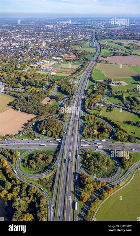 Luftaufnahme Autobahnkreuz Moers Autobahn A40 Und Autobahn A57 Moers