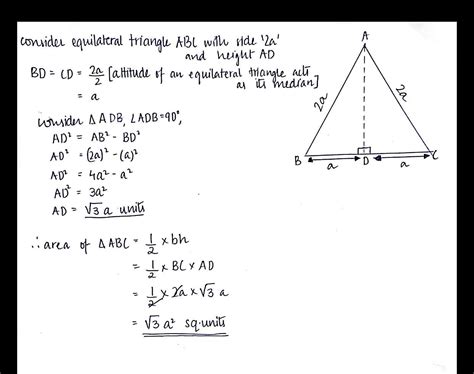 Geometry How To Deduce The Area Of An Equilateral Triangle Whose A