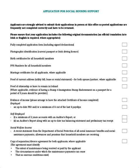 Free 12 Sample Housing Application Forms In Pdf Ms Word Excel