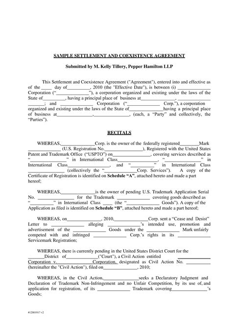 Free Printable Settlement Agreement Templates Word Pdf Marital Divorce