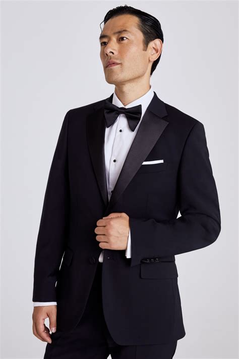 Tailored Fit Black Notch Lapel Tuxedo Jacket Buy Online At Moss