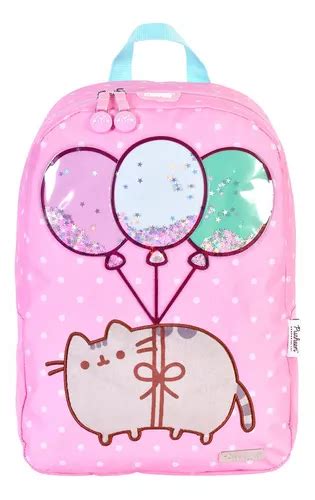 Mochila Gato Pusheen The Cat Gatita En Globos Con Estrellas Rosa