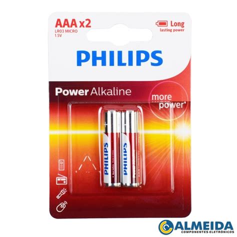 Componentes Eletr Nicos Almeida Pilha Aaa V Lr Alkaline Philips