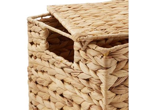 Casafield Set Of Water Hyacinth Storage Baskets With Lids Natural