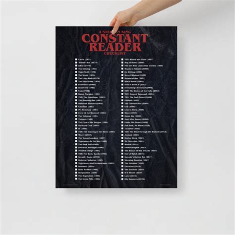 Stephen King Constant Reader Checklist Print Etsy Ireland