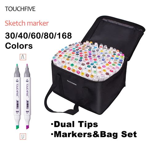 Touchfive Markers Set Colors Twin Tip Pen Brush Pen