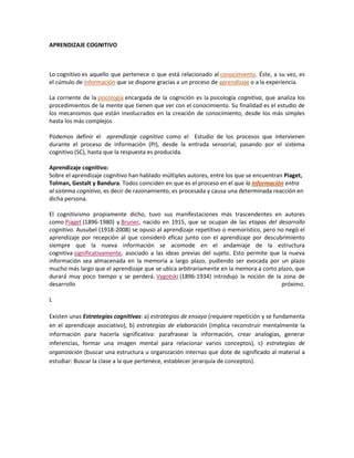 Aprendizaje Cognitivo Pdf