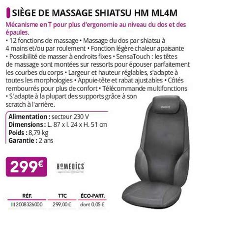 Promo Siège De Massage Shiatsu Hm Ml4m Homedics Chez Distri Club