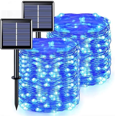 Jmexsuss Pack Led Blue Solar Lights Outdoor Waterproof With