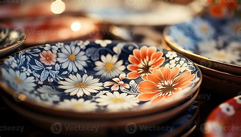 Vibrant Colors Adorn The Ornate Earthenware Bowl A Cultural Souvenir