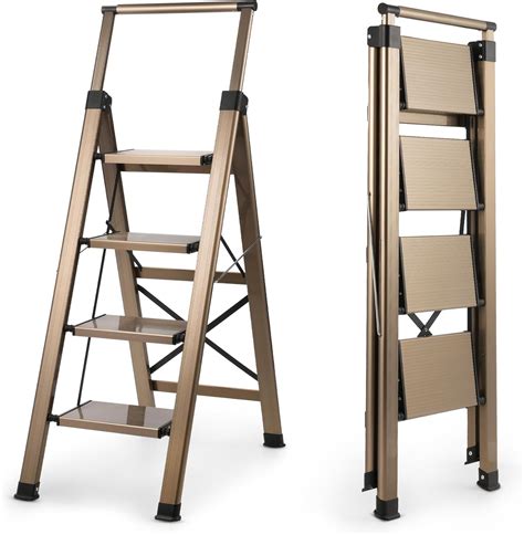 Rengue Step Ladder Aluminum Folding Step Stool With Anti Slip Pedal