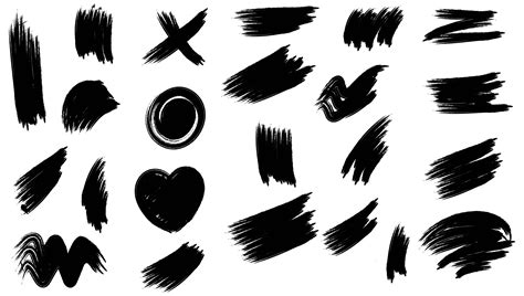 Black Hand Drawn Brush Strokes Set 1270424 Vector Art At Vecteezy