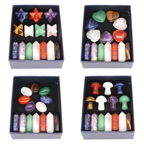 Coffret Cadeau De Pierres Pr Cieuses Points Chakra Cristal De Charbon