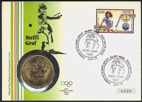 Niue 5 Steffi Graf 2 Numisbriefe Zur Olympiade Seoul 1988 St FDC