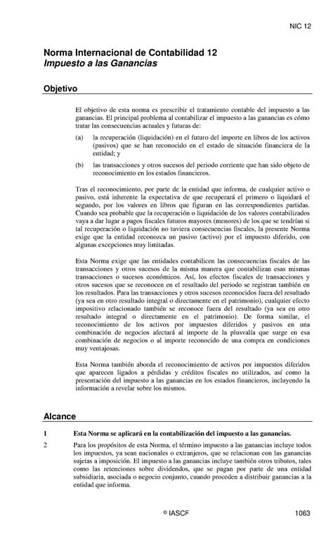 Nic Impuesto A Las Ganancias Norma Internacional De