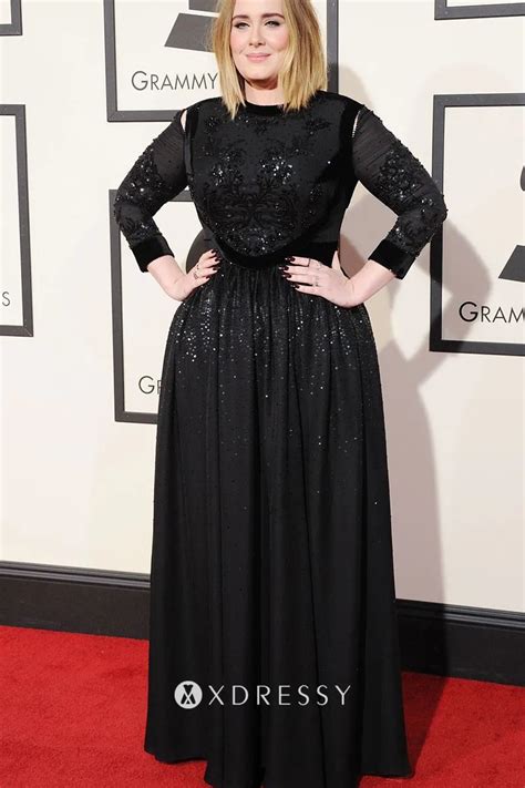 Adele Black Sequinned Plus Size Long Formal Dress Xdressy