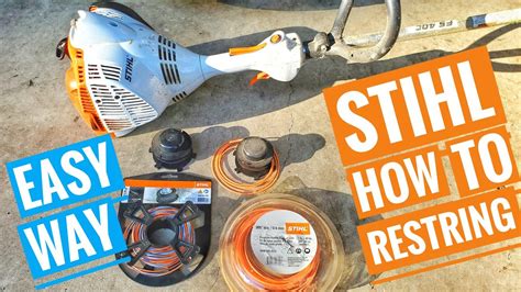 How to restring Stihl Dual Sided Weed Eater Trimmer with double string EASY WAY HACK FS90 - YouTube