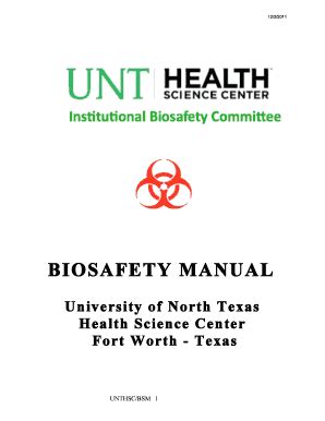 Fillable Online Biosafety Manual Unt Health Science Center Fax Email