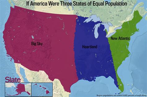 Us Split Into Three Areas Of Equal Population[1440x954] R Mapporn