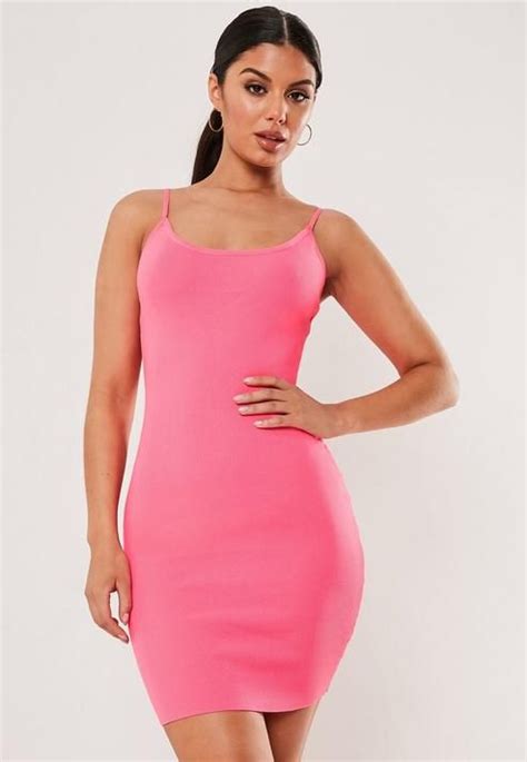 Neon Pink Strappy Bodycon Mini Dress Women Dress Online Bodycon Mini