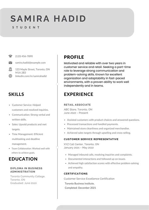 Free Part Time Job Resume Templates Word PDF Google Docs Free