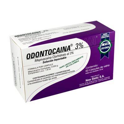 Odontocaina 3 Mepivacaina Sin Epinefrina Vidrio Boxdental EC