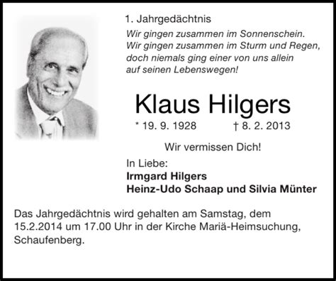 Traueranzeigen Von Klaus Hilgers Aachen Gedenkt