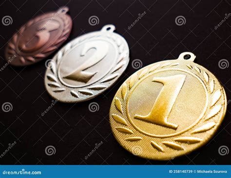 Gold Silver and Bronze Medal Medal Set Stock Image Image of sãºå