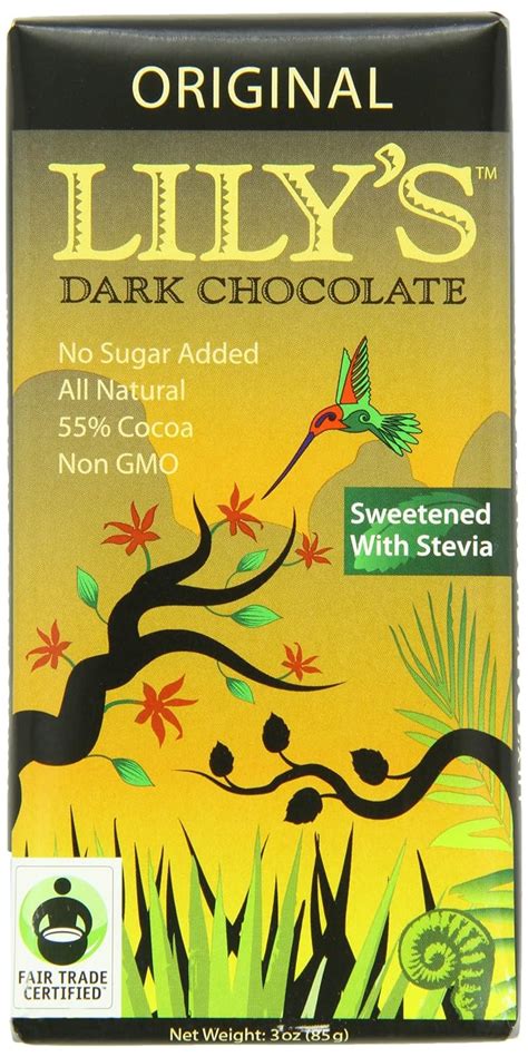 Lily S Dark Chocolate Bar With Stevia Original 3 Ounce Pack Of 12 Nutrition