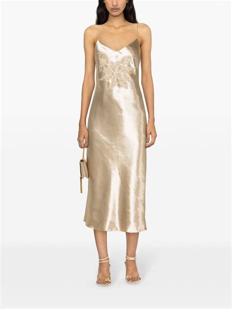 Ralph Lauren Collection Bead Embellished Satin Slip Dress Farfetch