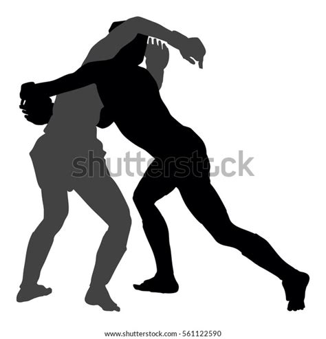 Two Mma Fighters Vector Silhouette Illustration Stock Vector Royalty