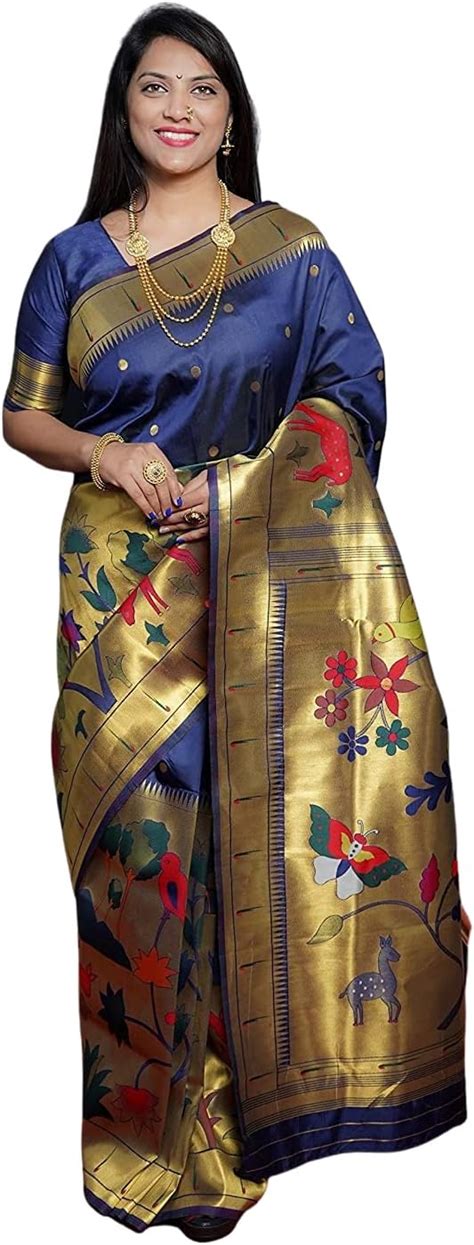 Amazon Sgf Women S Paithani Kanjivaram Pure Soft Silk Handloom