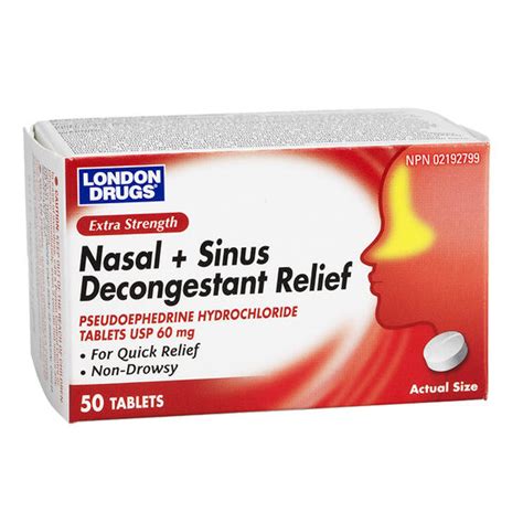 London Drugs Nasal + Sinus Decongestant Relief 60mg - Extra Strength ...