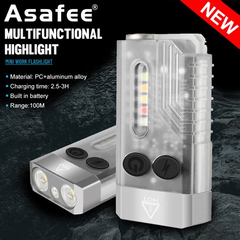 Asafee V10L EDC พวงกญแจไฟฉาย ขนาดเลก 1000LM แบบพกพา Type C ชารจได