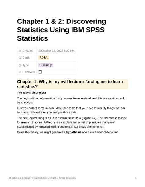 Chapter Discovering Statistics Using Ibm Spss Statistics Chapter