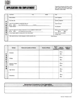 Fillable Online Tch Employment Application Fax Email Print Pdffiller