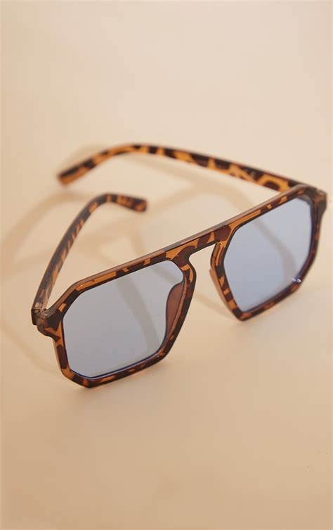 Tortoiseshell Blue Lens Aviator Sunglasses Accessories