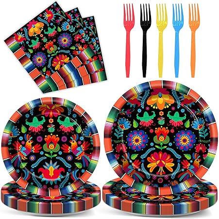 Amazon Pcs Mexican Fiesta Party Plates And Napkins Party