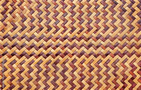 Old Bamboo Weaving Pattern Woven Rattan Mat Texture For Background And