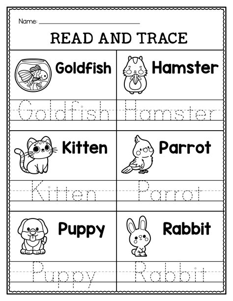 Read Trace Worksheets Fun Educational Read Trace Worksheets For