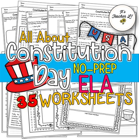 Constitution Day No Prep Ela Worksheets Made By Teachers