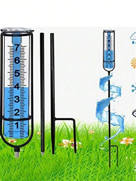 Pluviómetro de vidrio para exteriores con estacas pluviómetro de