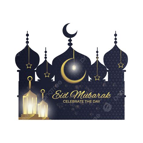 รูปeid Mubarak การเฉลิมฉลองข้อความในภาพประกอบมัสยิดแยกต่างหากบนพื้นหลัง