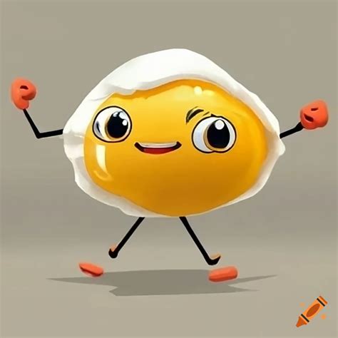 Cute Fried Egg Character With Eyes Arms And Legs On Craiyon