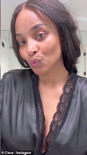 Ciara Showcases Her Cleavage In Black Lace Robe As She Promotes Her