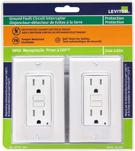 Leviton Package of 2 GFCI Tamper-Resistant Receptacles with Wallplates ...