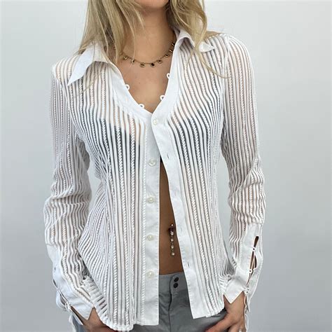 Futurecore Drop Small White Sheer Striped Shirt Remass