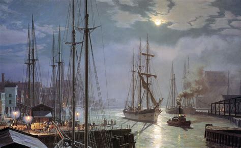 John Stobart - Chicago: "Naiad" Towing in Past the Rush Street Bridge